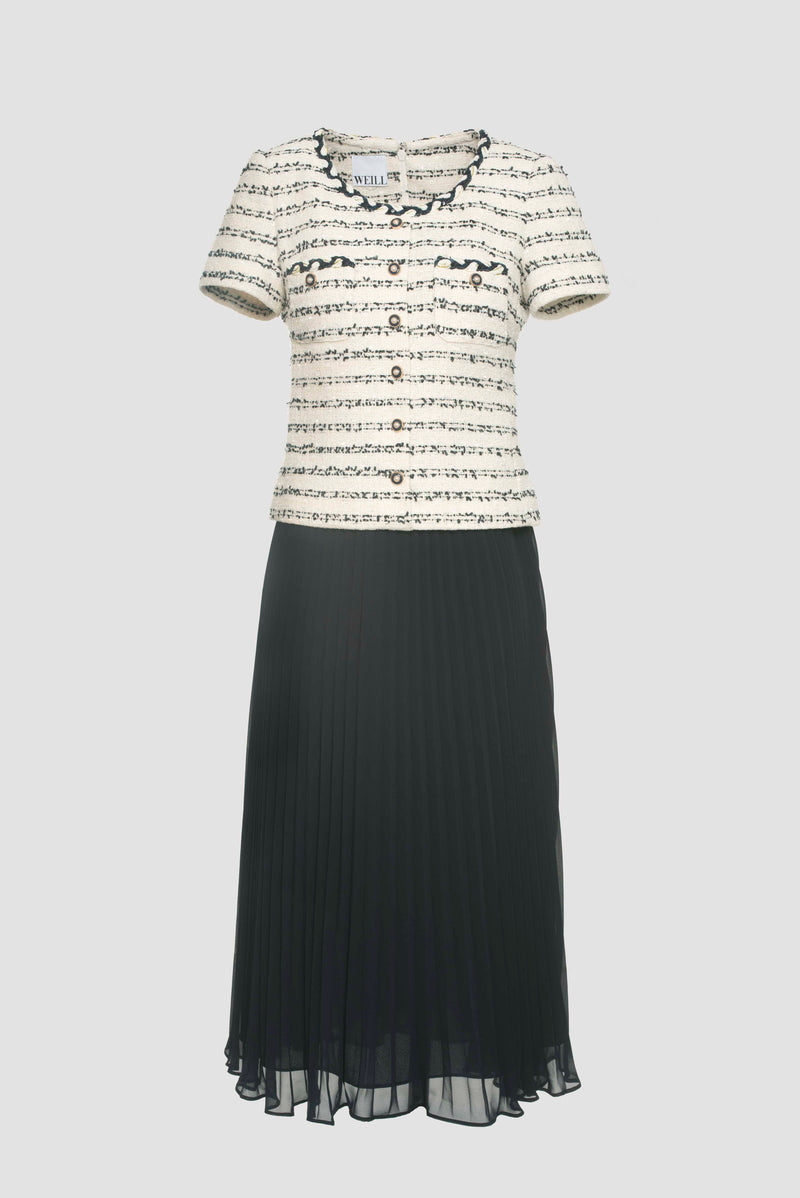 Tweed Plisse Dress