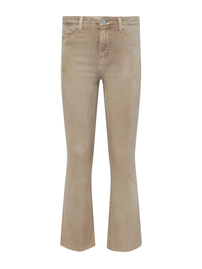 Kendra Crop Flare Coated Denim