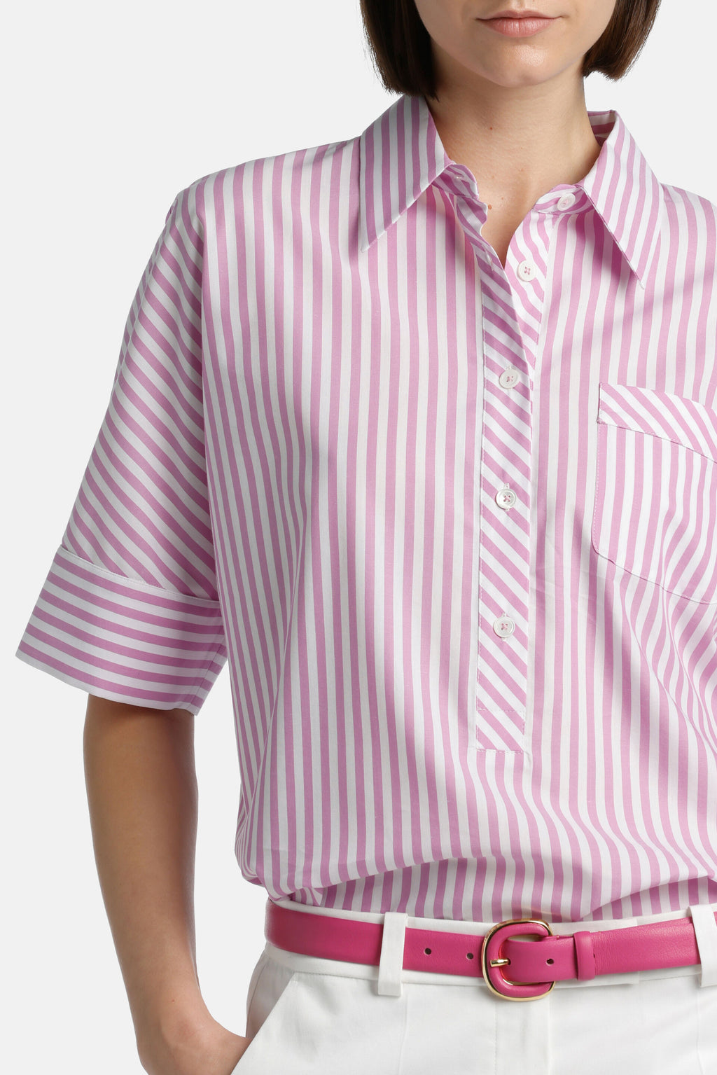 Bengalina Striped Shirt Pink