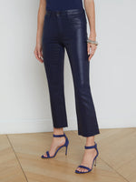 Kendra Crop Flare Coated Denim