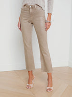 Kendra Crop Flare Coated Denim