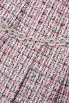 Pink Boucle Crystal Belt Mini Skirt