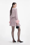 Pink Boucle Crystal Belt Mini Skirt