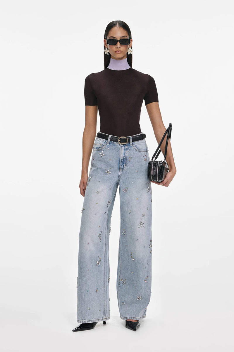Embellished Wide Leg Jeans