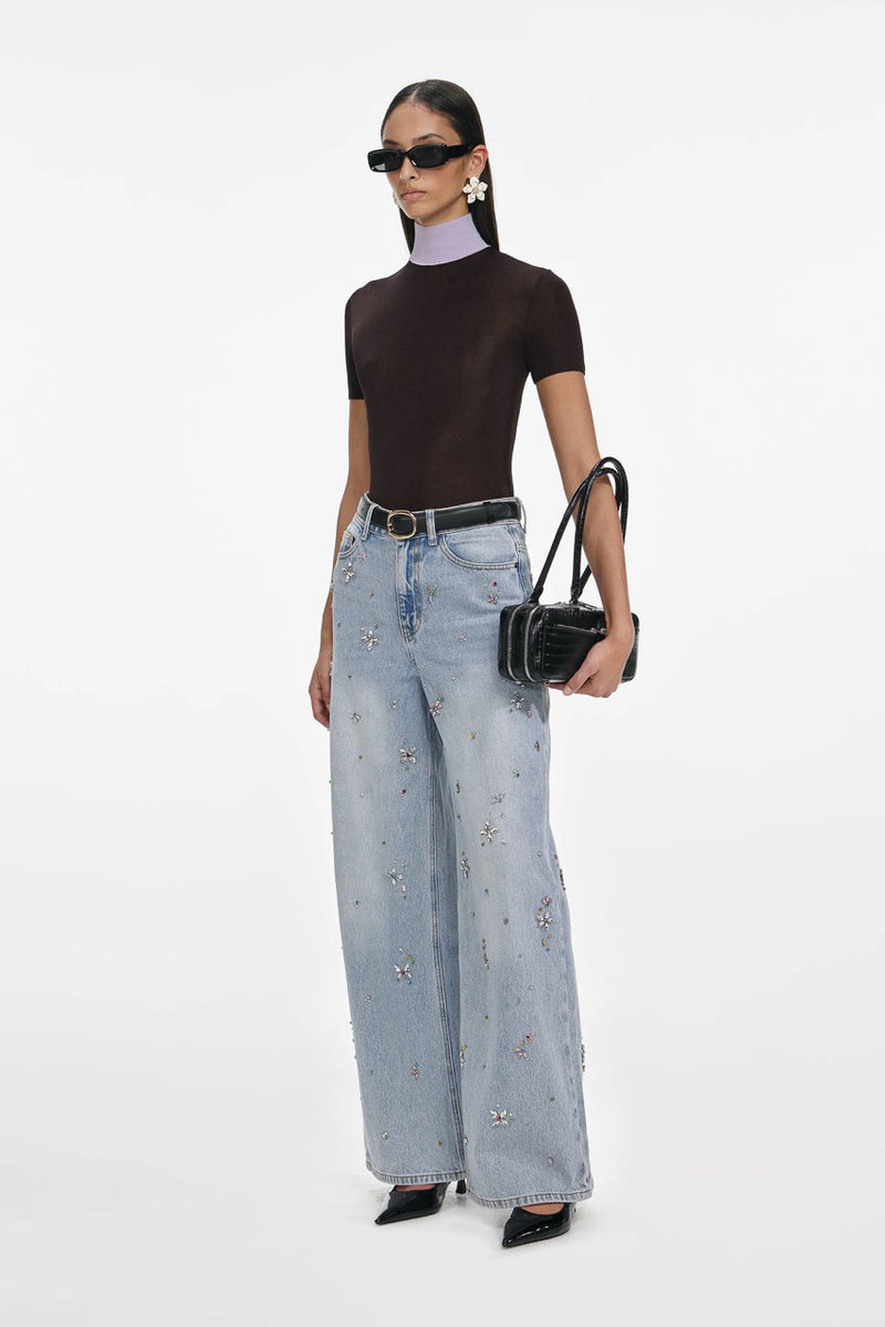 Embellished Wide Leg Jeans