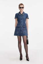 Crystal Trim Collared Mini Dress