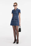 Crystal Trim Collared Mini Dress