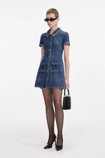Crystal Trim Collared Mini Dress