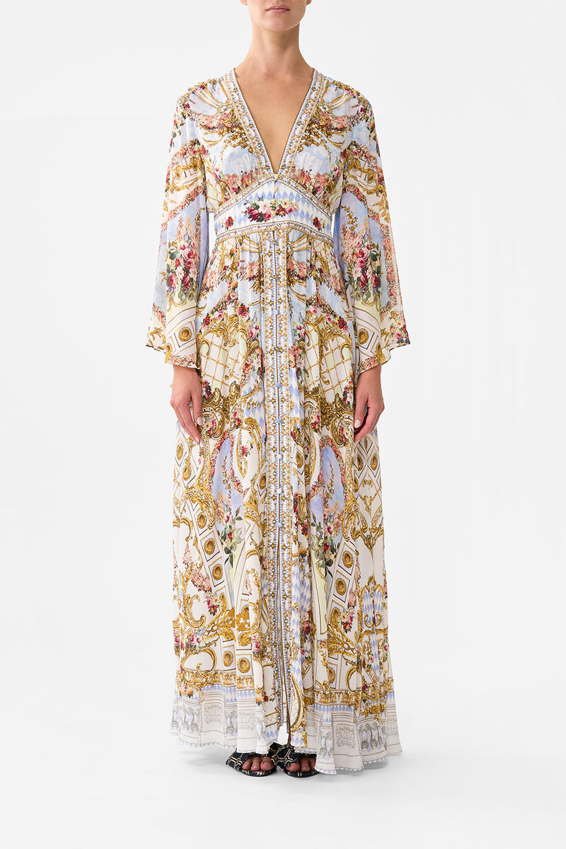 Kimono Sleeve Dress With Shirring Detail