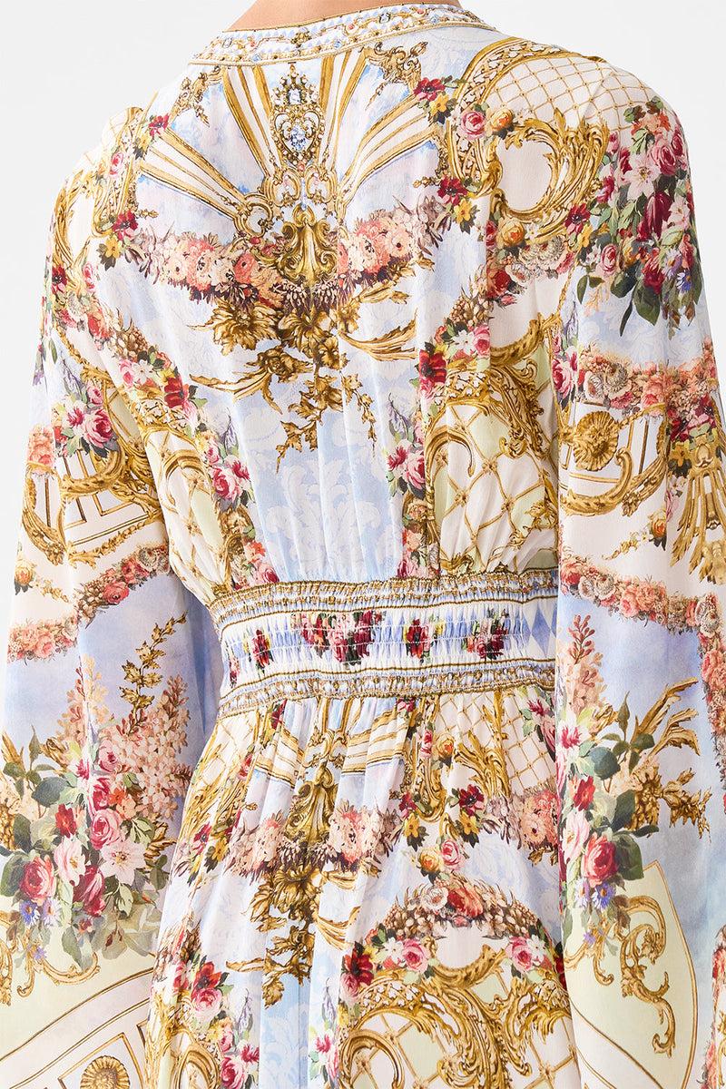 Kimono Sleeve Dress With Shirring Detail