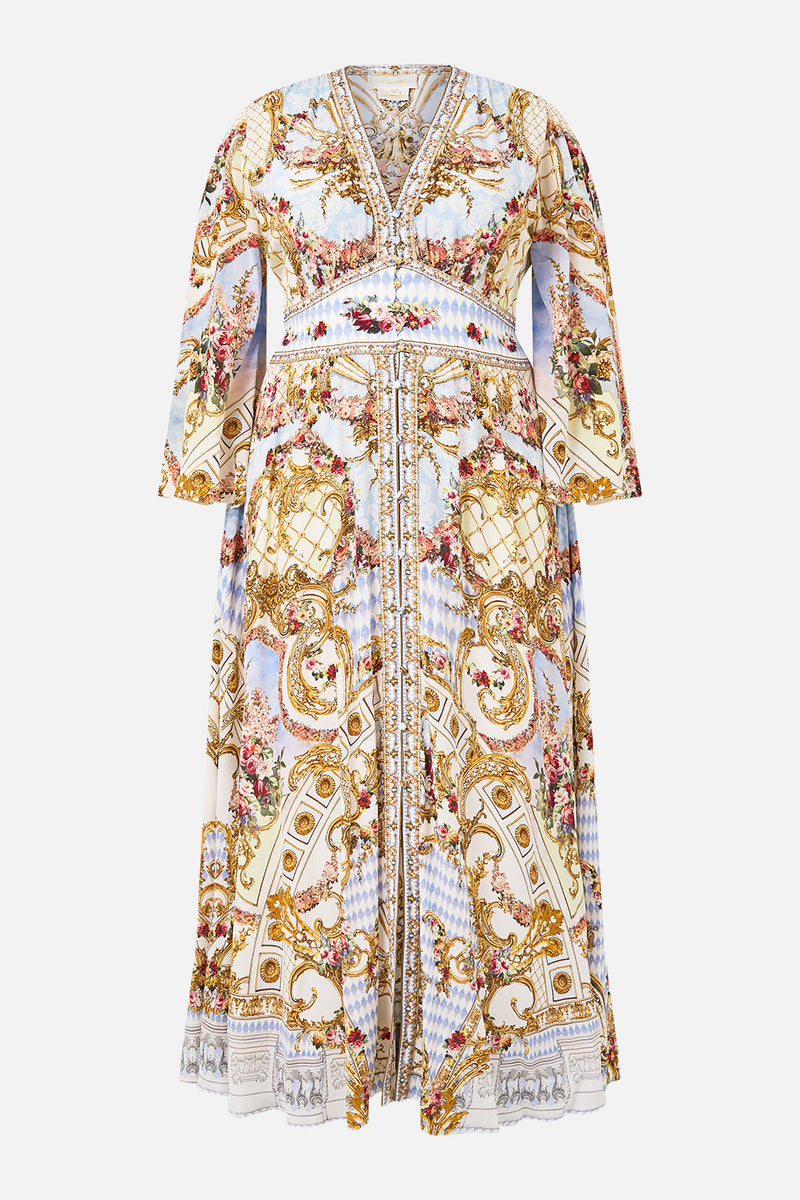 Kimono Sleeve Dress With Shirring Detail