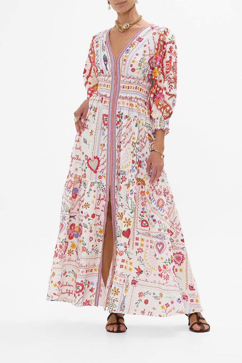 Shirred Waistband Long Dress