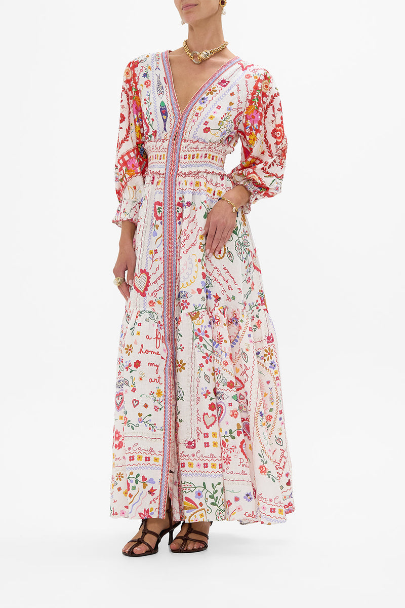Shirred Waistband Long Dress