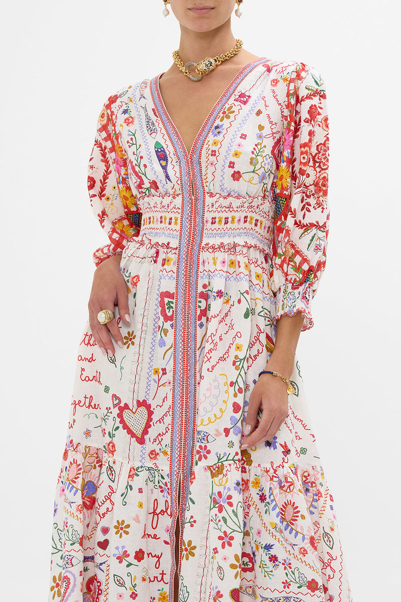 Shirred Waistband Long Dress