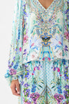 V-Neck Blouson Sleeve Blouse