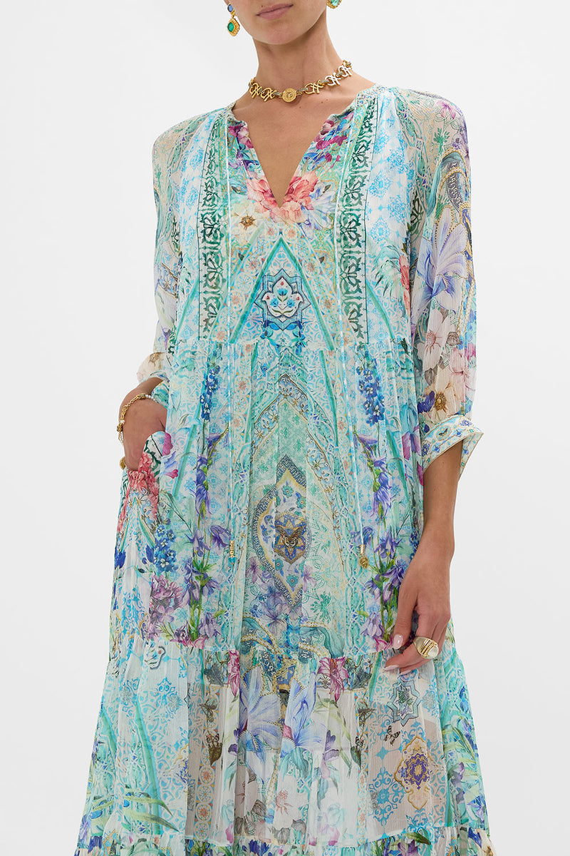 Long Gathered Panel Dress