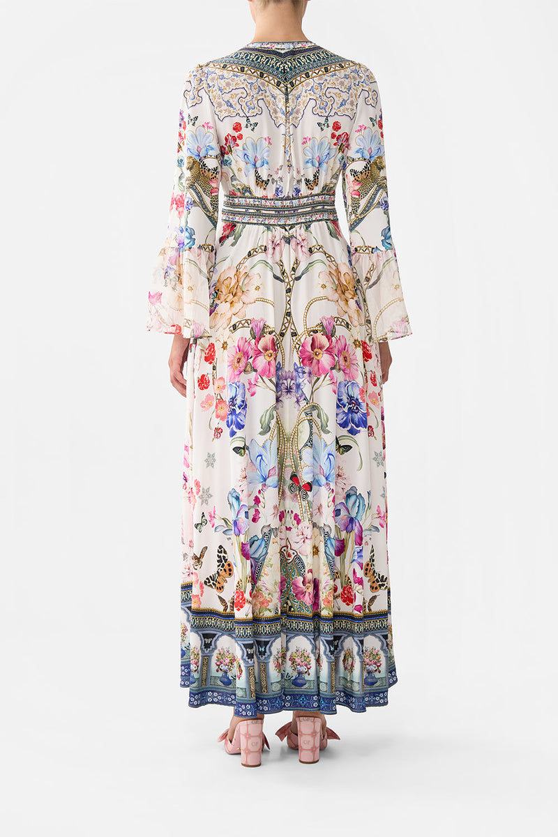 Shaped Waistband Dress With Ruffle Sleeve