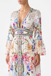 Shaped Waistband Dress With Ruffle Sleeve