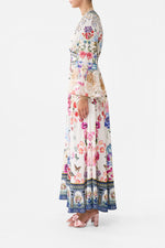 Shaped Waistband Dress With Ruffle Sleeve