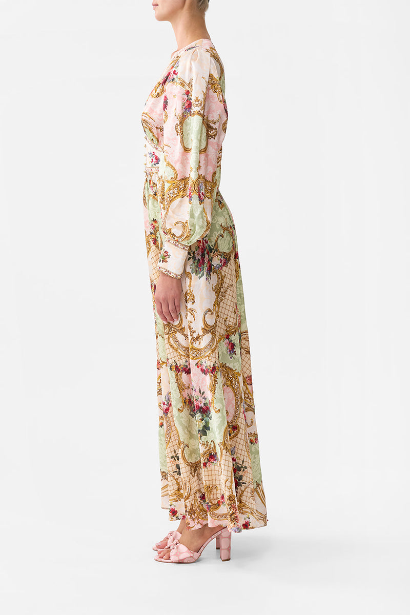 Shaped Waistband Dress With Gathered Sleeves