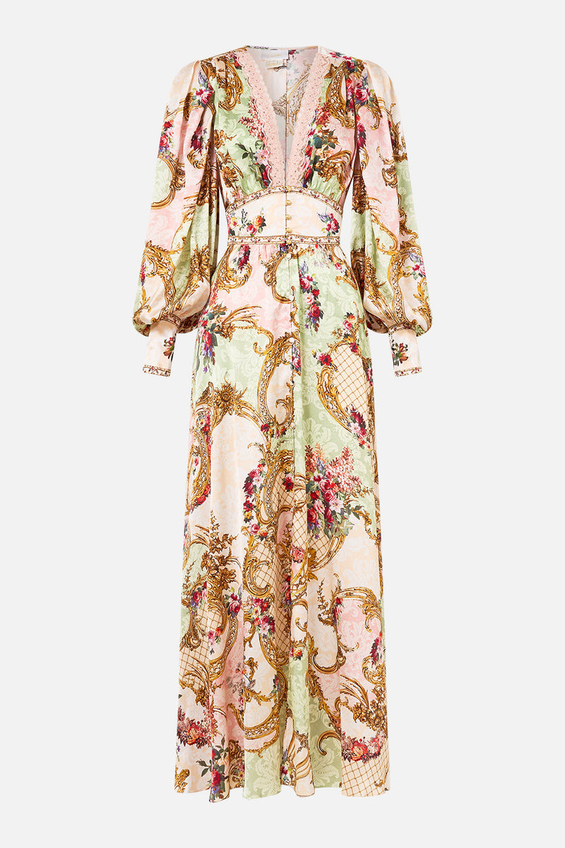 Shaped Waistband Dress With Gathered Sleeves