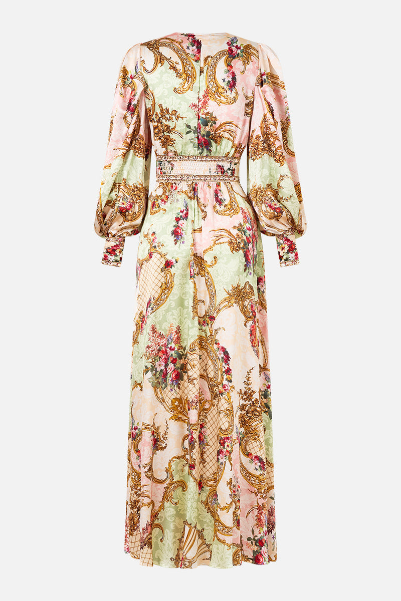 Shaped Waistband Dress With Gathered Sleeves