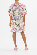 V Neck Puff Sleeve Short Dress