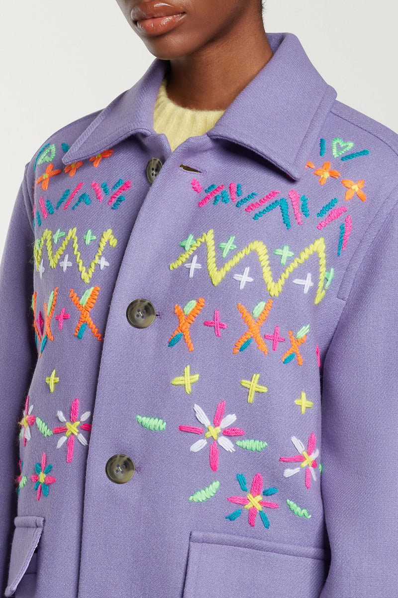 Embroidered Fairisle Coat