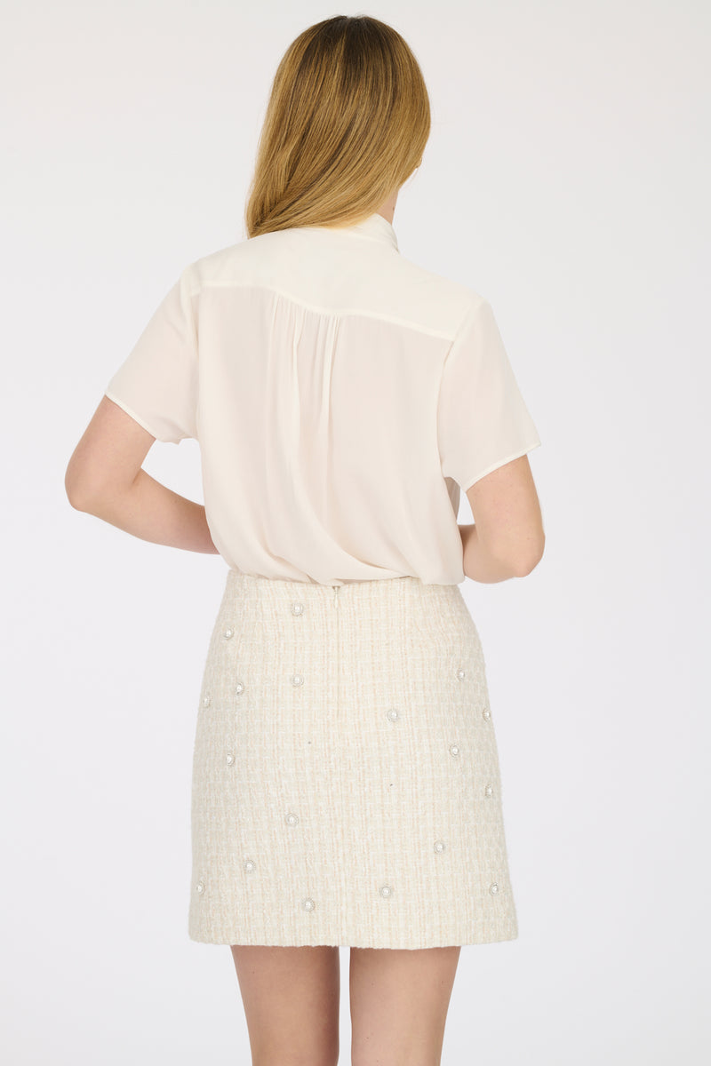 Pearl Encrusted Tweed Skirt
