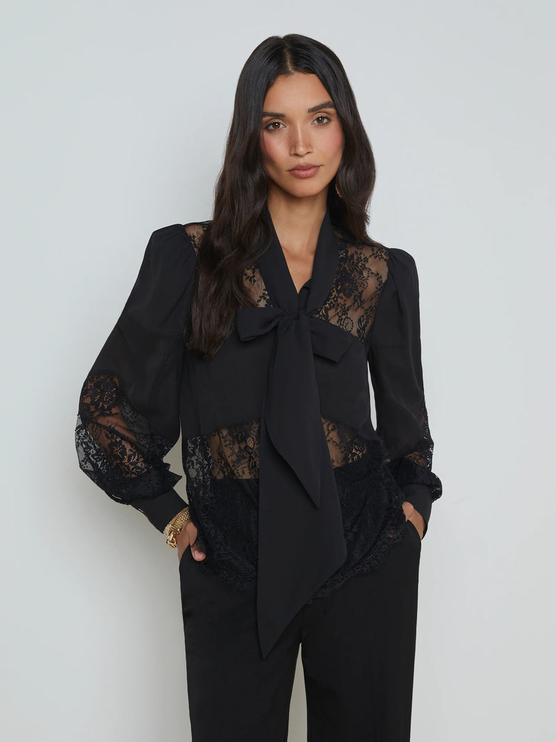 Lace panel blouse