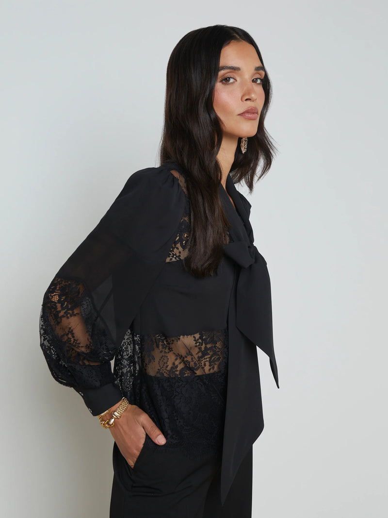 Lace panel blouse
