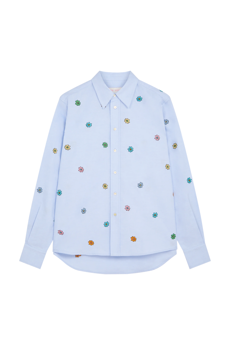 Flower Embroidered Oxford Shirt