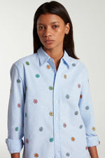 Flower Embroidered Oxford Shirt