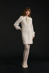 Tweed and silk pussy bow dress