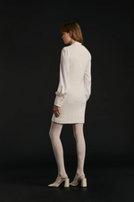 Tweed and silk pussy bow dress