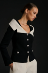 Wool crepe bardot neck jacket