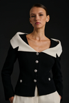 Wool crepe bardot neck jacket