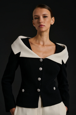 Wool crepe bardot neck jacket