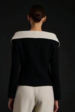 Wool crepe bardot neck jacket