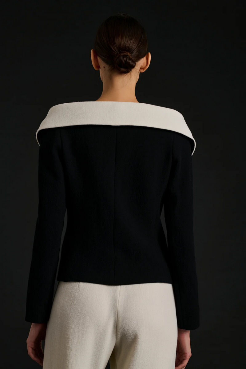 Wool crepe bardot neck jacket