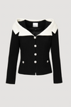 Wool crepe bardot neck jacket