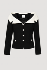Wool crepe bardot neck jacket