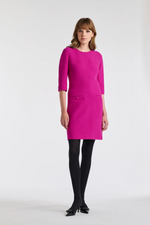 Top-stitched wool crepe dress