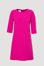Top-stitched wool crepe dress