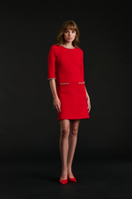 Wool crepe dress with rhinestones