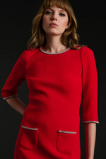 Wool crepe dress with rhinestones
