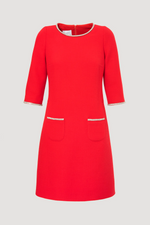 Wool crepe dress with rhinestones