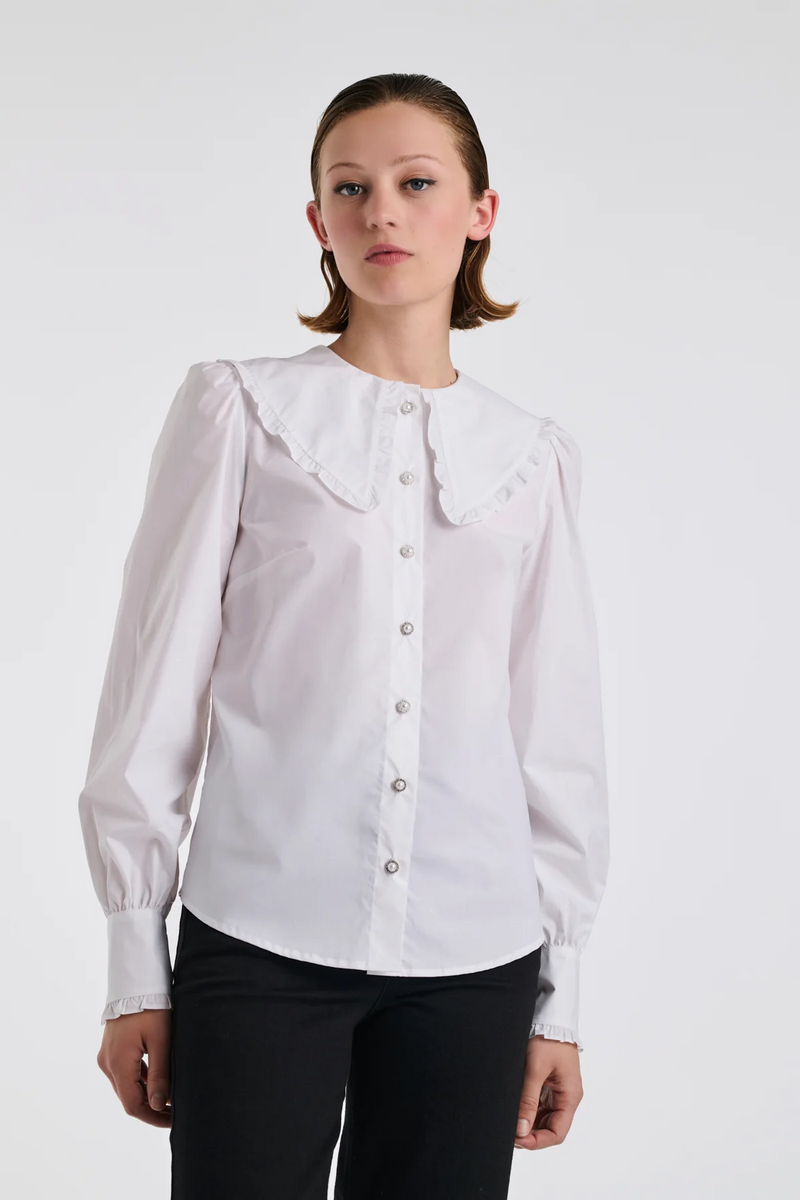 Poplin shirt with fancy collar