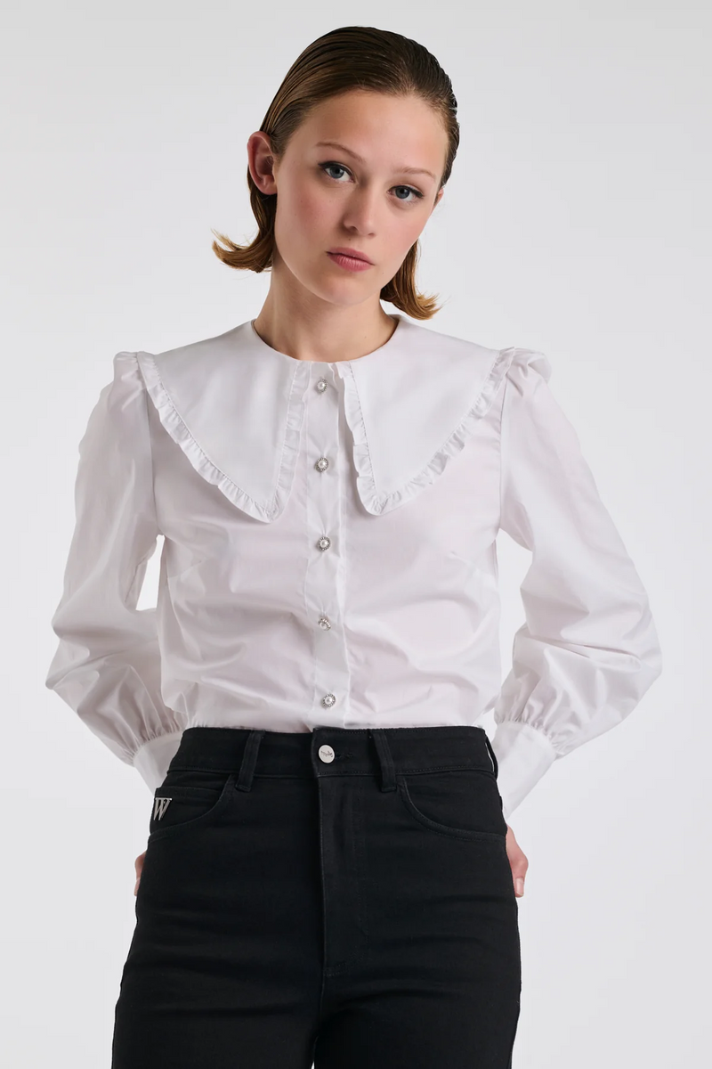 Poplin shirt with fancy collar