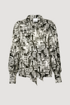 Paris print silk blouse